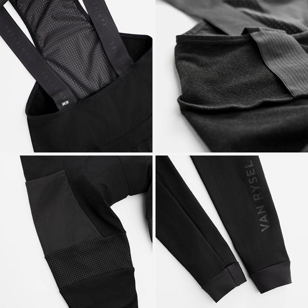 RCR Men's long-sleeved winter cycling shorts for road bikes - black
